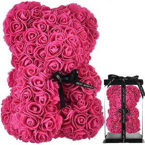 Pink Rose Bear - 25cm